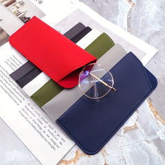Stitch Detail Glasses Bag PU Leather Sunglasses Pouch Soft Travel Eyewear Holder