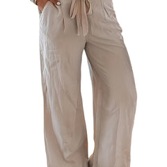  Women's Drawstring High Rise Wide Leg Trousers