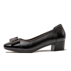Women's Square Toe Low Heel Slip On Court Pumps Soft Sole Shoes