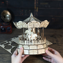 3D Wooden Puzzle Carousel Music Box Festive Christmas Gift