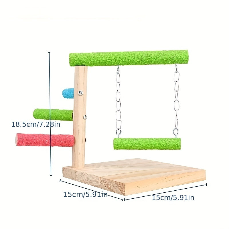 Solid Wooden Bird Cage Play Stand Toy Parrot Perch for Small Medium Birds