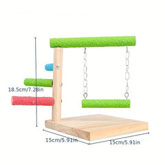 Solid Wooden Bird Cage Play Stand Toy Parrot Perch for Small Medium Birds