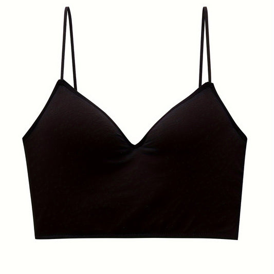 Solid Cami Top V Neck Sleeveless Padded Top