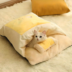 Cat Bed Cave Cat Sleeping Bag Washable Pet Bed Yellow