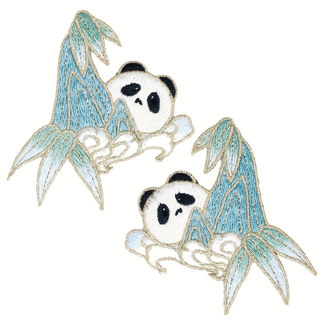 Bamboo Panda Animal Embroidery Hand Sewing for Veil Collar Purse Denim Jacket