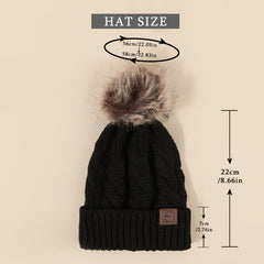 Winter Cable Knit Pom Pom Beanie Hat