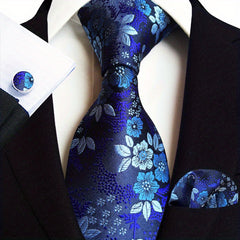 Men's Suit Tie Pocket Handkerchief Cuff Combo Paisley Gentleman Tie