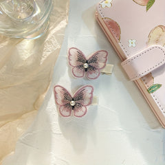 Embroidered Butterfly Duck Billed Hair Clip for Women Girls
