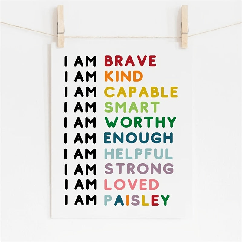 Boho Classroom Decor I Am Brave I Am Kind Personalised Art