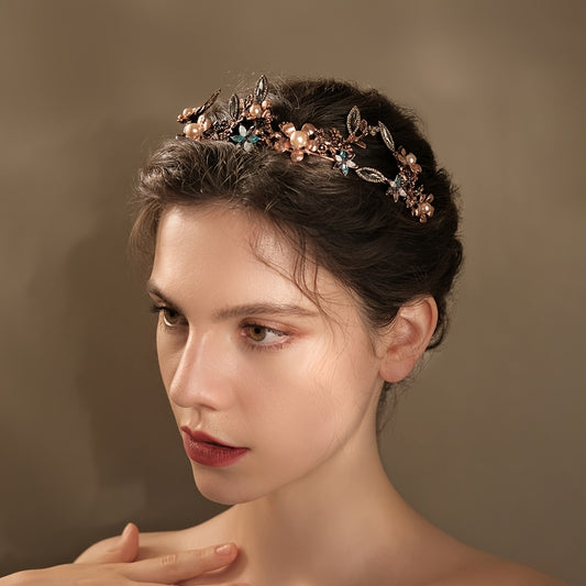 Vintage Alloy Baroque Golden Crown Hairband Headband Party Favor Decorations