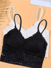 2pcs Lace Wireless Bras Comfy & Breathable Double Straps Women's Lingerie