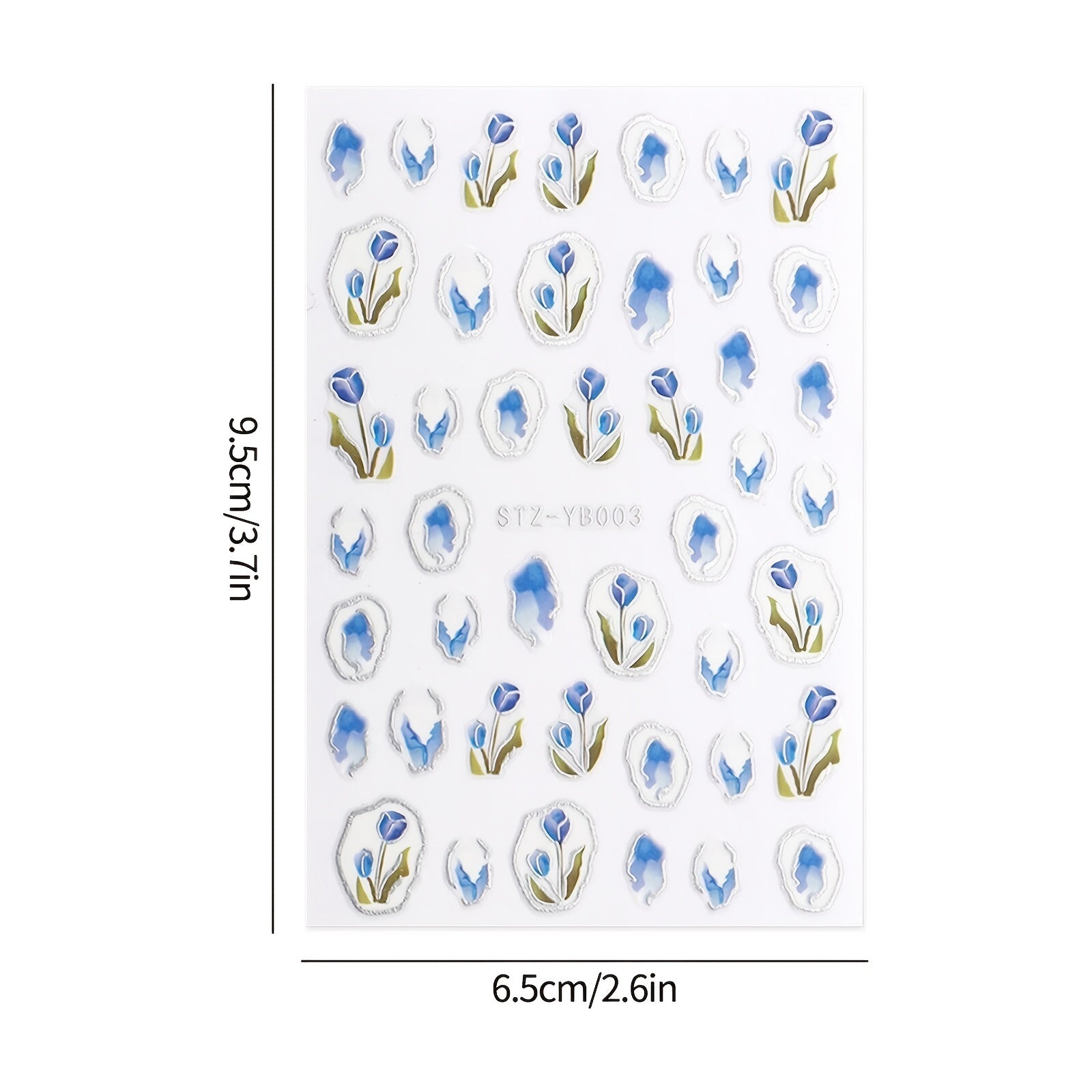 1pc DIY Nail Art Sticker Tulip Embossed Floral Adhesive Nail Sticker