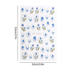 1pc DIY Nail Art Sticker Tulip Embossed Floral Adhesive Nail Sticker