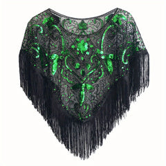 Vintage Tassel Sequins Embroidery Shawl Flapper Wrap Cardigan Cloak