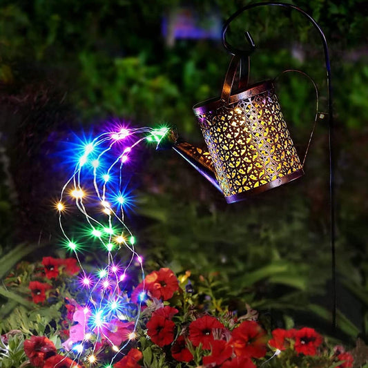 Solar Watering Can Lights String Hanging Solar Waterfall Lights Waterproof