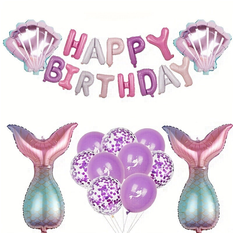 27pcs Mermaid Balloon Set Birthday Party For Girls