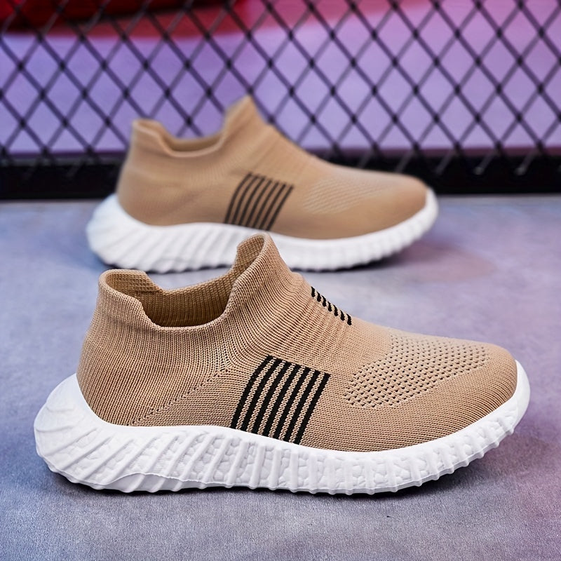 Boys' Striped Non Slip Walking Shoes Lightweight Soft Sole Socks for Outdoor