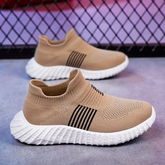 Boys' Striped Non Slip Walking Shoes Lightweight Soft Sole Socks for Outdoor