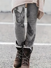 Butterfly Print Skinny Leggings Women's Clothing