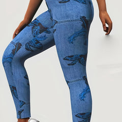  Leaf Print High Rise Skinny Leggings
