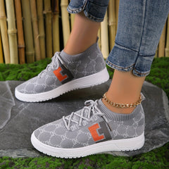 Women's Geometric Pattern Sneakers Lace Up Outdoor Shoes
