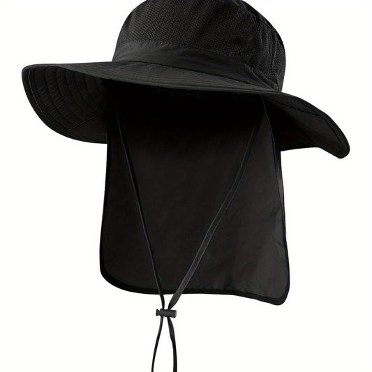 Outdoor UPF50 Sunscreen Mesh Hat With Wide Brim