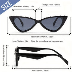 Y2K Cat Eye Sunglasses Rivet Anti Glare Glasses UV400 with Case