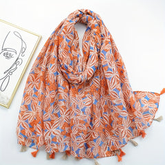 Boho Geometric Printed Scarf Tassel Shawl Vintage Head Wrap Women