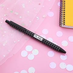 6pcs Plaid Pattern Press Pens 0.5mm Gel Pens for Students Office
