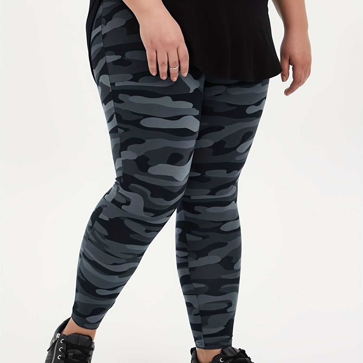 Women's Plus Camo High Rise Stretch Yoga Leggings