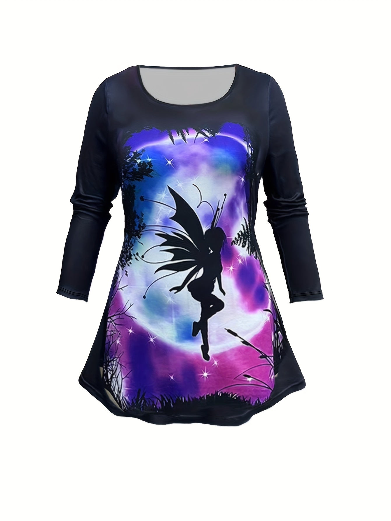 Women's Plus Fairy Print Long Sleeve Tee & Leggings Set