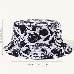 Ghost Print Bucket Hat Halloween Lightweight Basin Hat