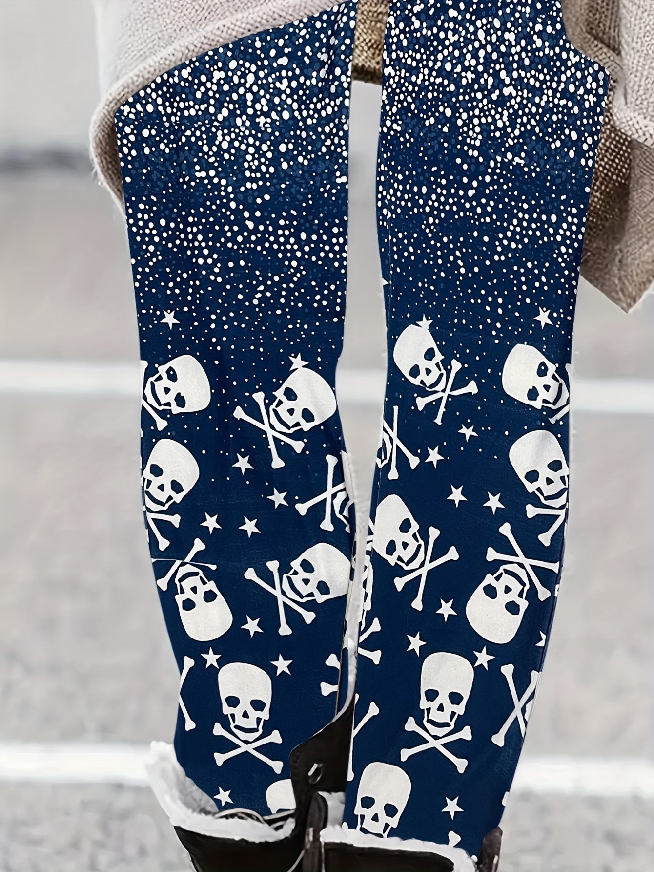 Women's Plus Gothic Skull & Splash Print Leggings