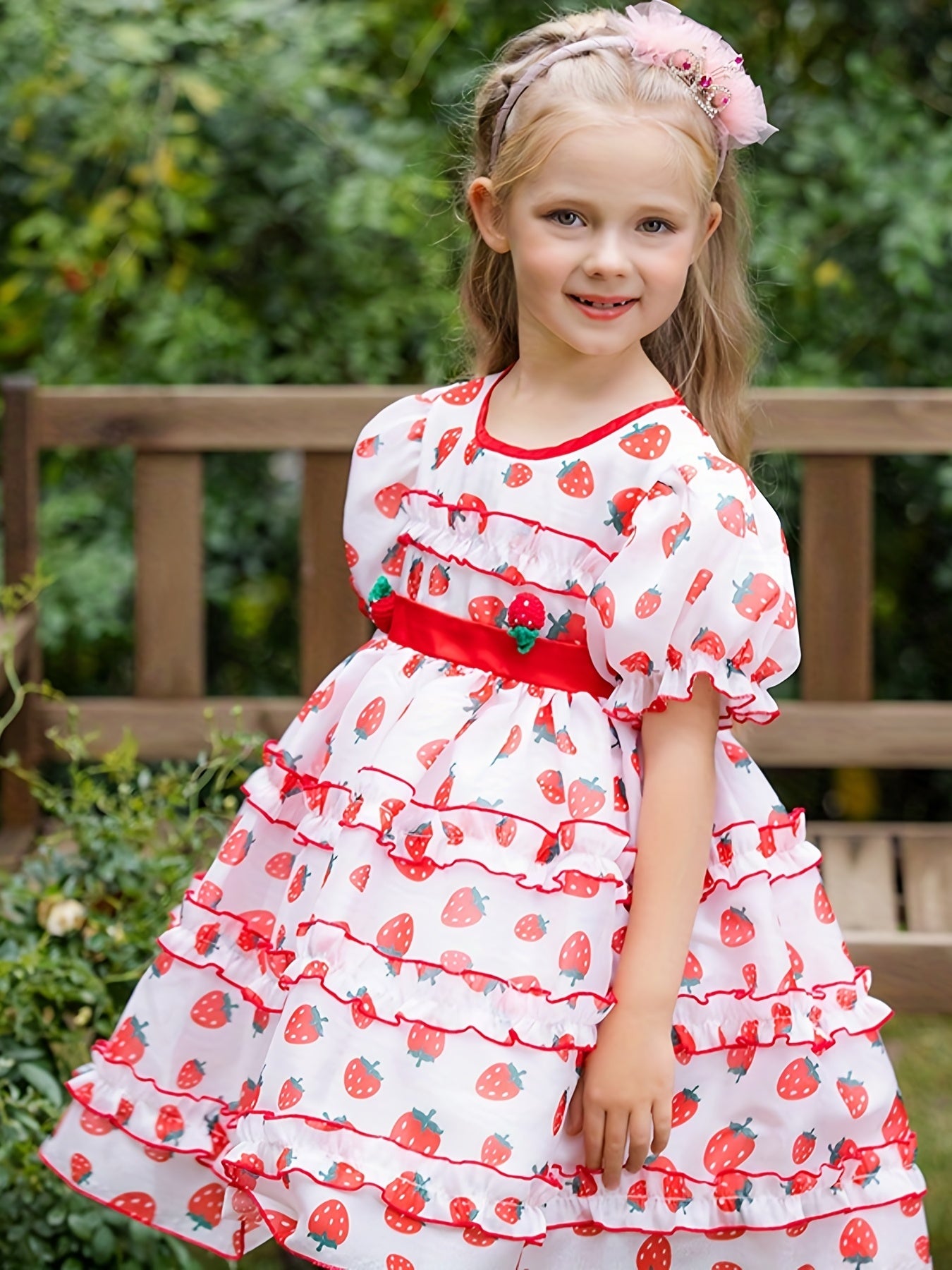 Girls Strawberry Princess Tutu Dress Party Beach Outfit