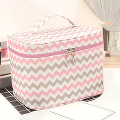 Extra Large Nylon Cosmetic Bag Travel Organizer with Secure Zipper