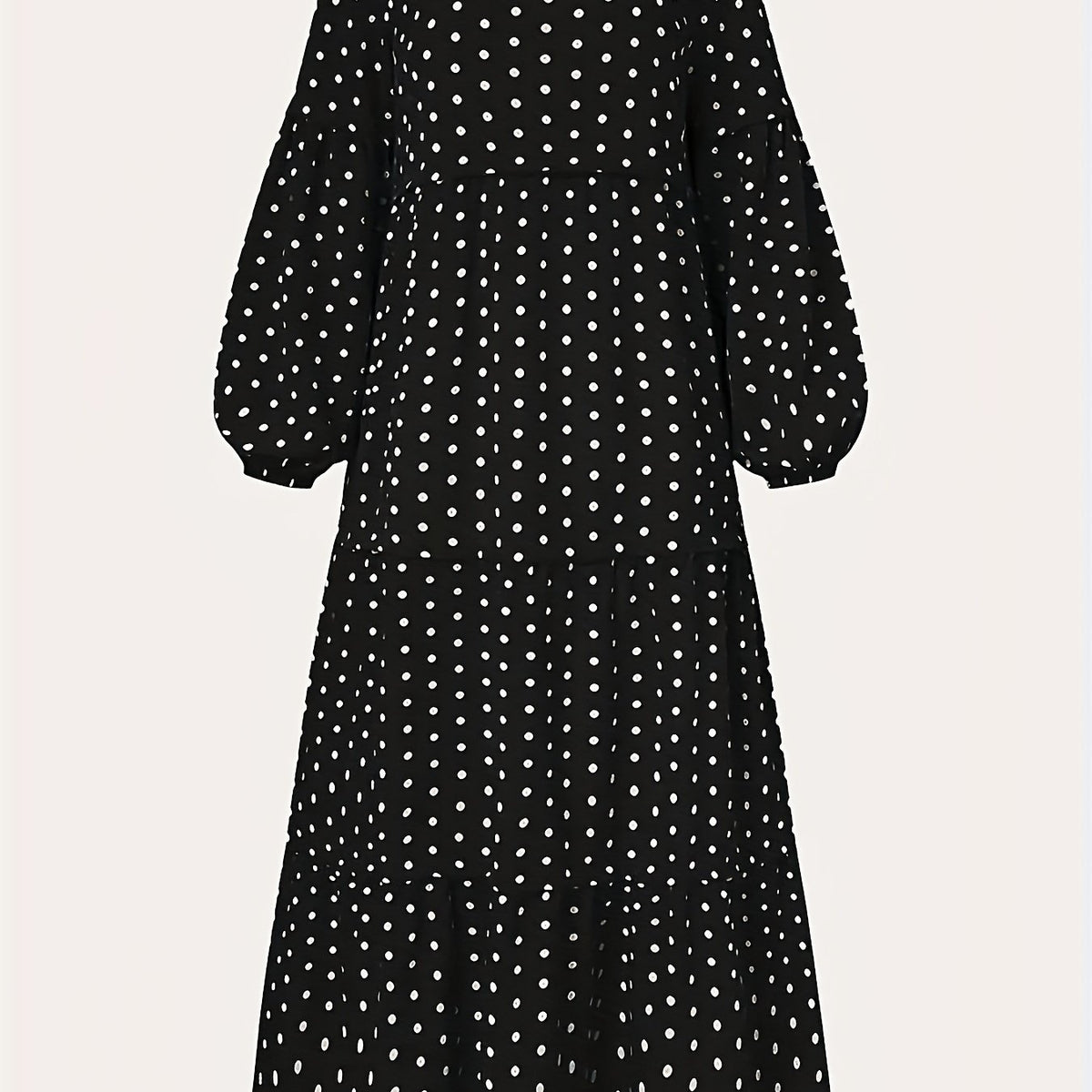  Dot Print Lantern Sleeve Maxi Dress