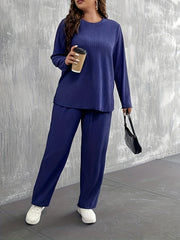  Ribbed Long Sleeve Top & Pants Set