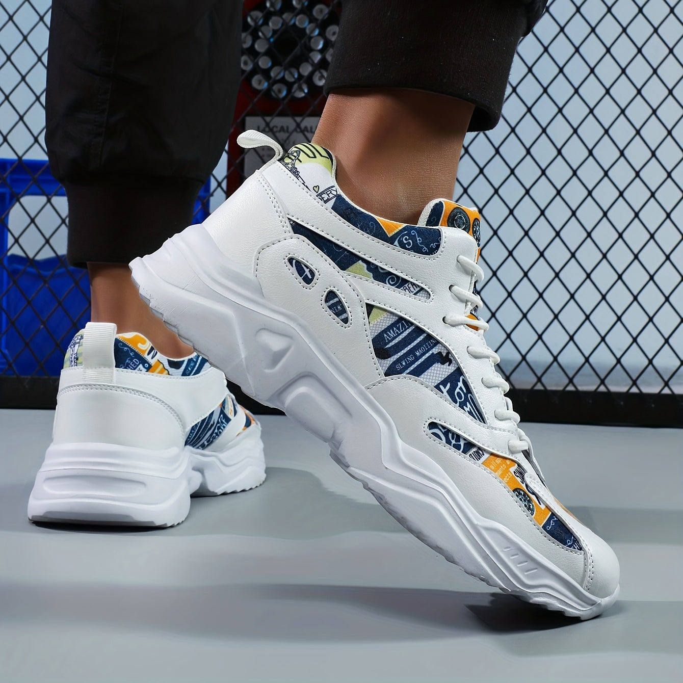 Men's Cartoon Graffiti Athletic Shoes for Running Gym Sneakers