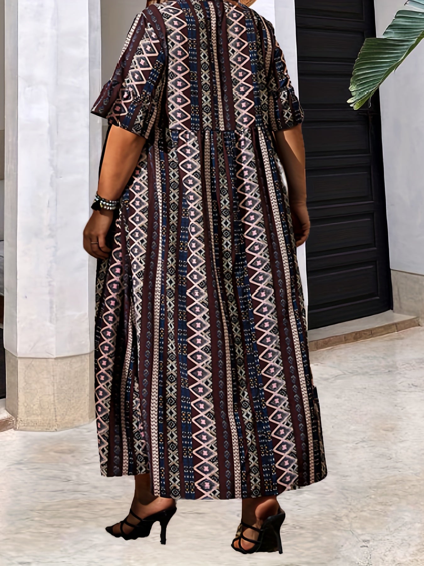  Casual Dress Women's Plus Ruffle Trim Maxi Dress
