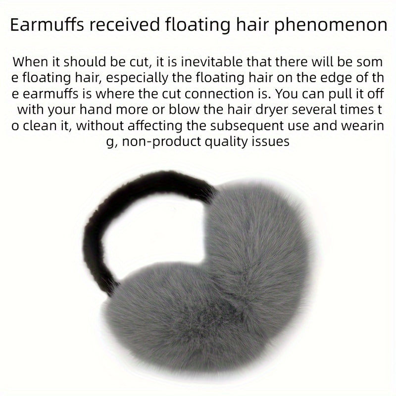 Women's Plush Fleece Ear Warmers Soft Foldable Winter Ear Muffs Brown & Grey