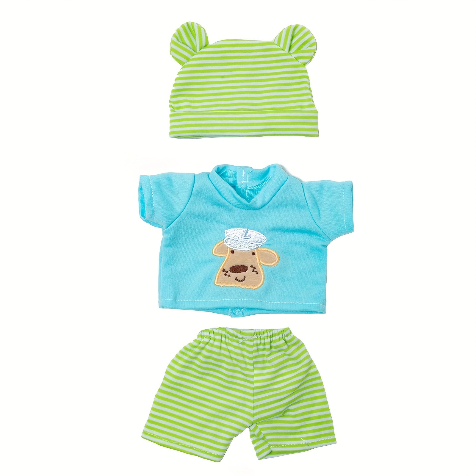 3pcs Clothes Set for 10-14 inch Dolls, Fits 28" Dolls, Polyester Material
