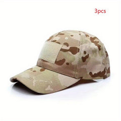 3pcs Camo Military Fans Training Cap Adjustable Sunscreen Baseball Cap