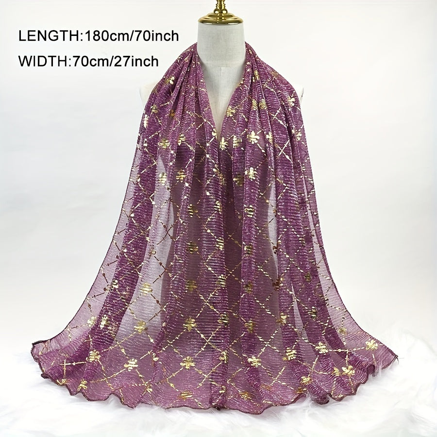 Boho Hot Stamping Hijab Solid Crinkle Scarf Vintage Shawl