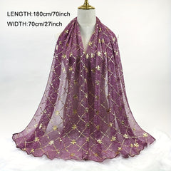 Boho Hot Stamping Hijab Solid Crinkle Scarf Vintage Shawl