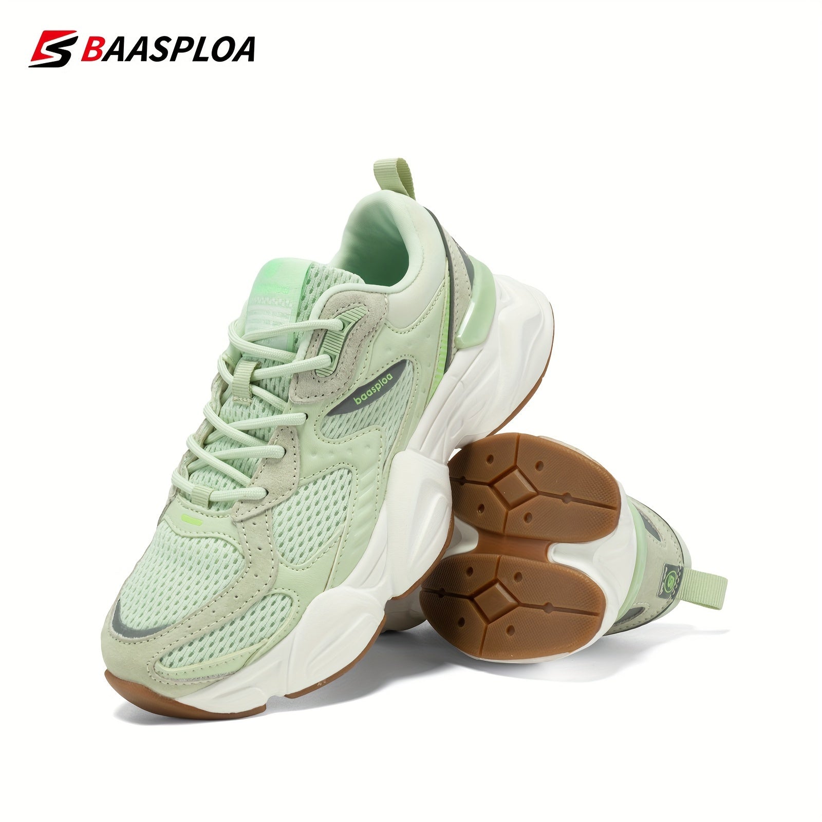 Women's Thick Sole Shock Absorption Sneakers, Mesh Breathable Running Shoes
