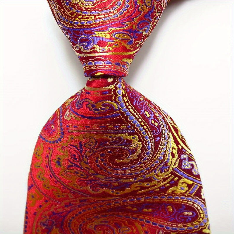 Red Purple Paisley Tie Floral Necktie Business Outfit 54in