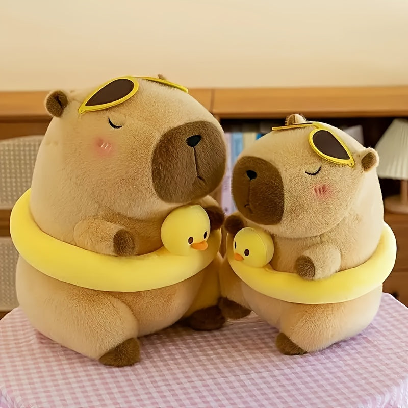 Capybara Plush Toy with Swim Ring & Glasses - Summer Fun Gift