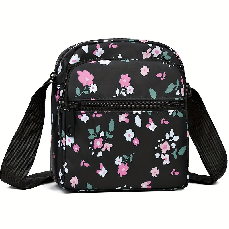 Women's Floral Print Messenger Bag Lightweight Nylon Crossbody Sling