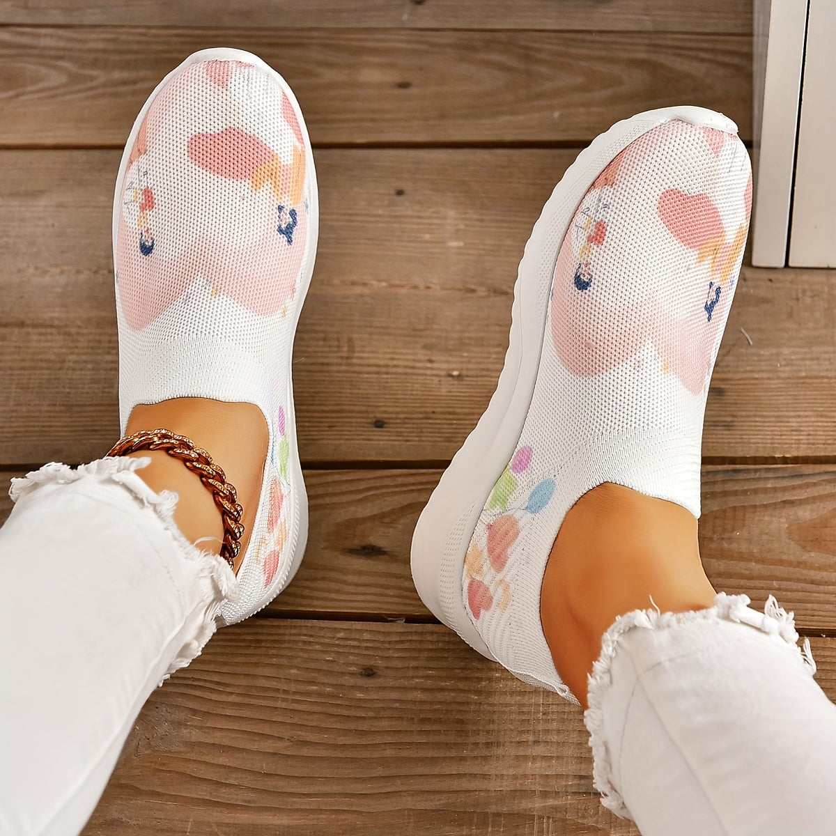 Couple Figure Graphic Flying Woven Walking Shoes Slip-On Sneakers