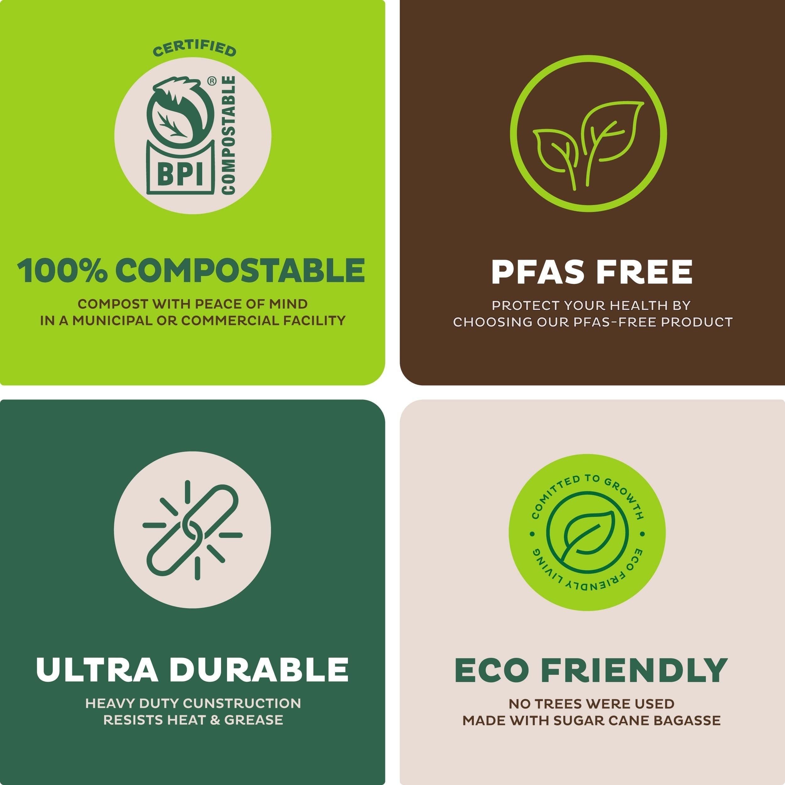 100 Compostable 7 Heavy Duty Dessert Trays Biodegradable